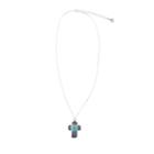 Silver Elements By Barse Womens Genuine Blue Turquoise Cross Pendant Necklace