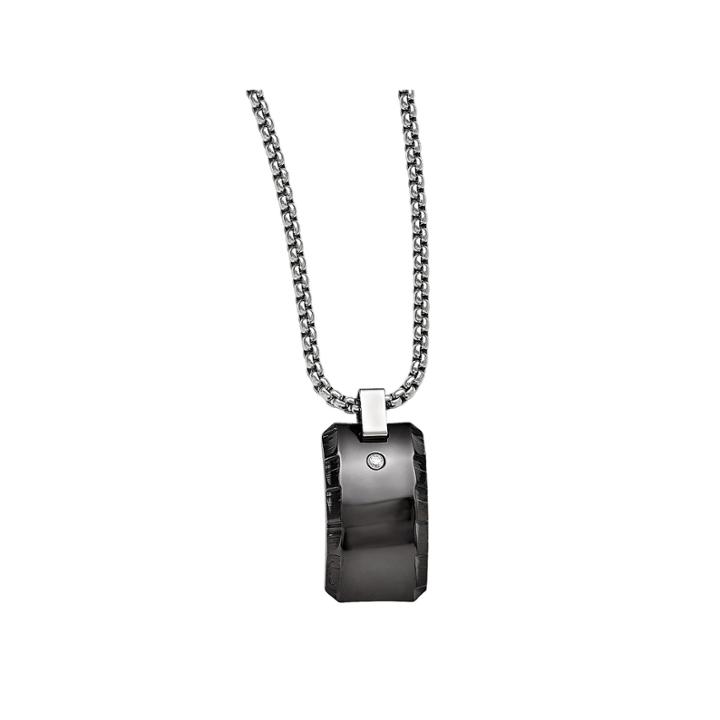 Edward Mirell Black Ti&trade; Mens 1/10 Ct. T.w. Black Diamond Stainless Steel Titanium Pendant Necklace