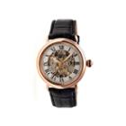 Heritor Automatic Ossibus Mens Skeleton Dial Leather-band Rose Gold/silver Tone Watch