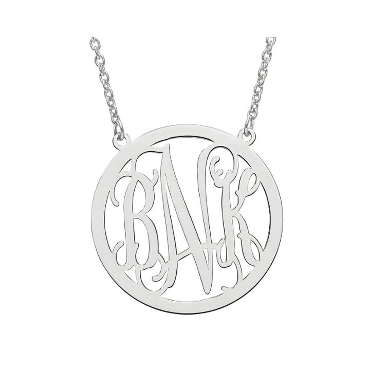Personalized 26mm Circle Monogram Pendant Necklace