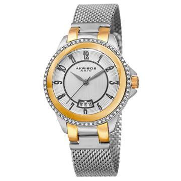 Akribos Xxiv Womens Silver Tone Strap Watch-a-840ttg