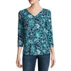 Liz Claiborne 3/4 Sleeve V Neck T-shirt