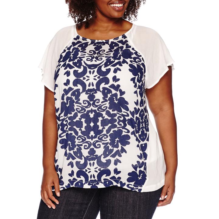 Liz Claiborne Short-sleeve Raglan Tee With Cami - Plus