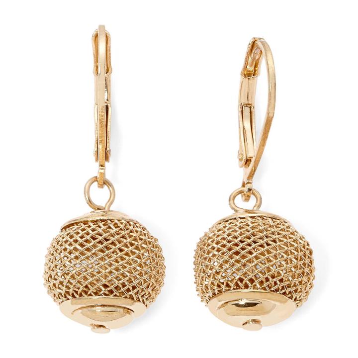 Monet Gold-tone Mesh Ball Drop Earrings