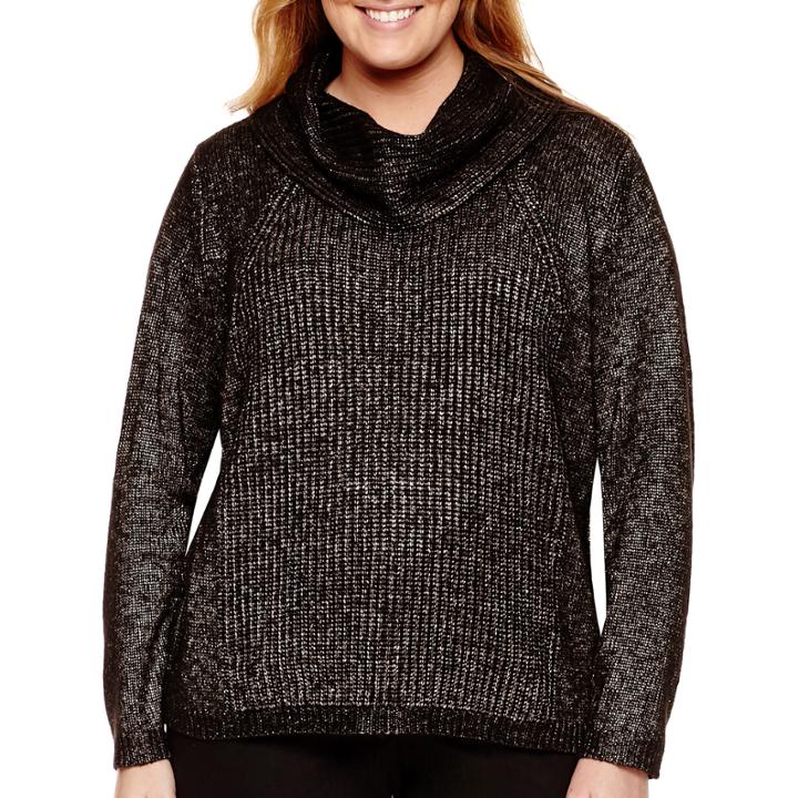 Worthington Long-sleeve Oversized Cowlneck Sweater - Plus