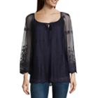 Alyx 3/4 Sleeve Round Neck Mesh Blouse