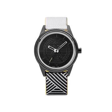 Q & Q Smilesolar White/black Stripe Strap Watch
