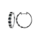 Limited Quantities 1/3 Ct. T.w. White And Color-enhanced Blue Diamond Hoop Earrings