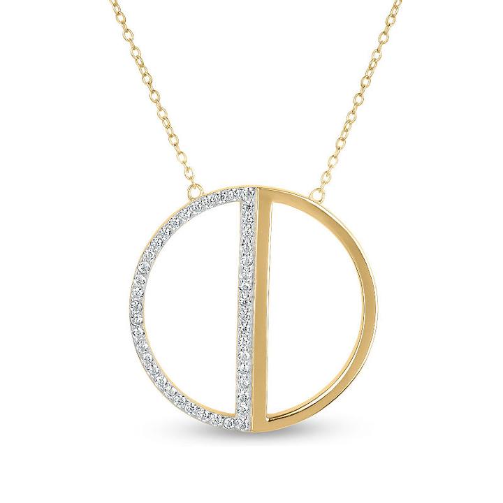 18k Gold Over Silver 3-in-1 Cubic Zirconia Circle Necklace