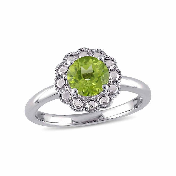 Womens Genuine Peridot Green 10k Gold Cocktail Ring