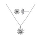 Diamonart Cubic Zirconia Sterling Silver Flower Earring And Pendant Necklace Set