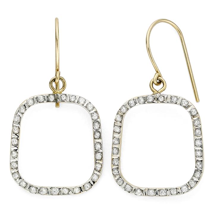 Diamond Fascination&trade; 14k Yellow Gold Open Square Earrings