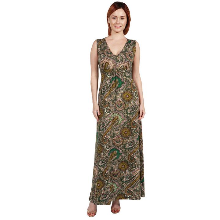 24seven Comfort Apparel Tria Sleeveless Red Floralmaxi Dress - Plus
