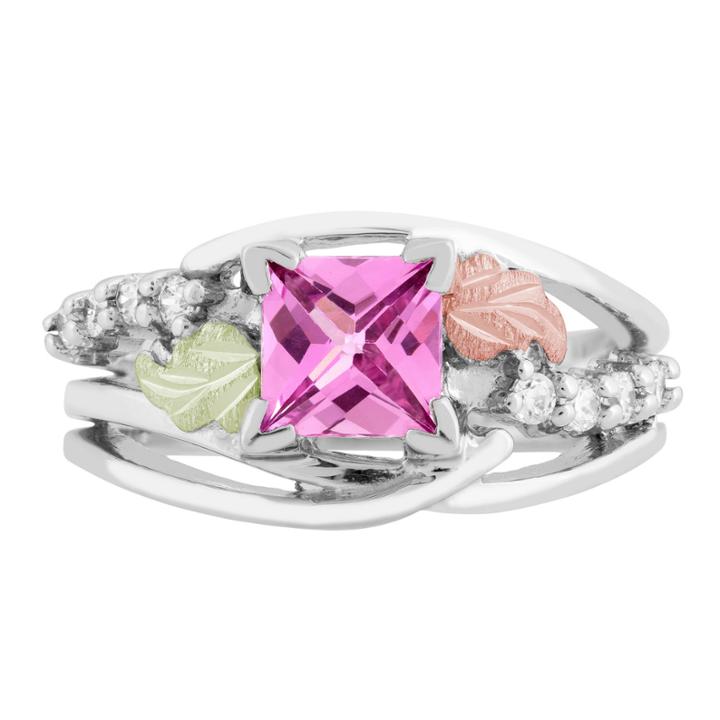 Black Hills Gold Landstroms Womens Lab Created Pink Sapphire Sterling Silver Cocktail Ring