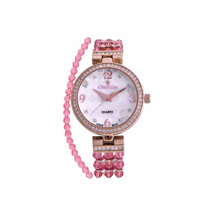 Croton Pink Swarovski Womens Pink 2-pc. Watch Boxed Set-cn207563rgpk