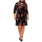Boutique + 3/4 Sleeve A-line Velvet Dress-plus