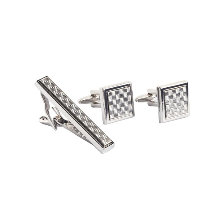 Collection By Michael Strahan Patterned Cuff Links & Tie Bar Set
