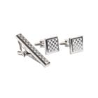 Collection By Michael Strahan Patterned Cuff Links & Tie Bar Set
