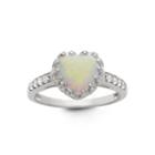 Sterling Silver Simulated White Opal Crown Ring