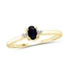 Womens Diamond Accent Genuine Blue Sapphire Gold Over Silver Band