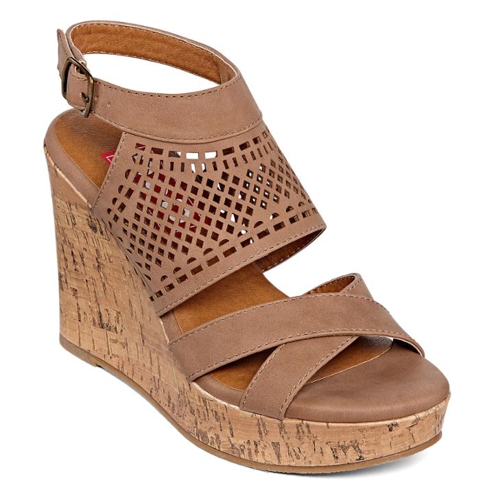 Pop Diva Laser-cut Wedge Sandals
