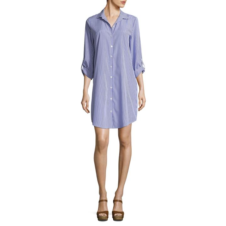 Almost Famous 3/4 Sleeve Shirt Dress-juniors