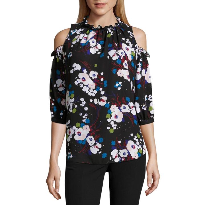 Worthington 3/4 Sleeve Crew Neck Georgette Blouse
