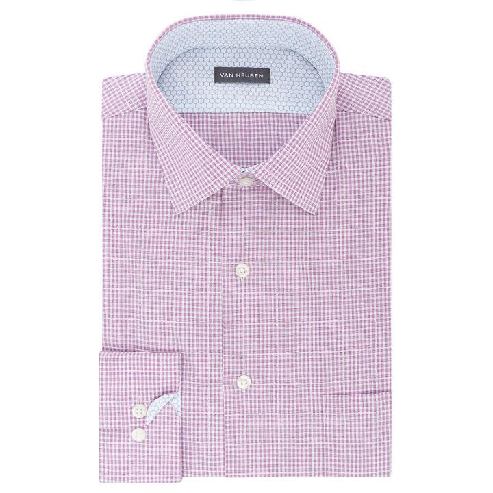 Van Heusen Air Stretch Reg Fit Long Sleeve Broadcloth Checked Dress Shirt
