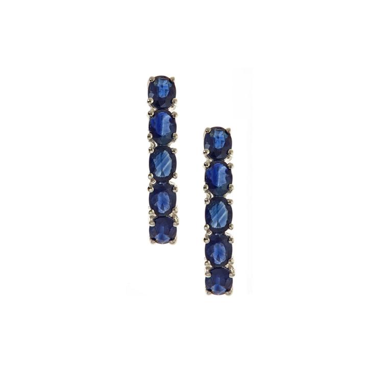 Genuine Blue Sapphire Sterling Silver Hoop Earrings