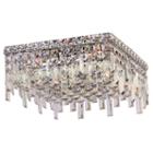 Cascade Collection 4 Light 7.5 Square Chrome Finish And Clear Crystal Flush Mount Ceiling Light