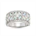 Womens White Opal Sterling Silver Band