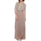 R & M Richards Lace Chiffon Jacket & Gown - Petite