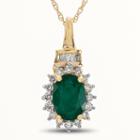 Womens 1/5 Ct. T.w. Green Emerald 10k Gold Pendant Necklace