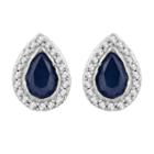 1/7 Ct. T.w. Genuine Blue Sapphire 10k White Gold 8.5mm Stud Earrings
