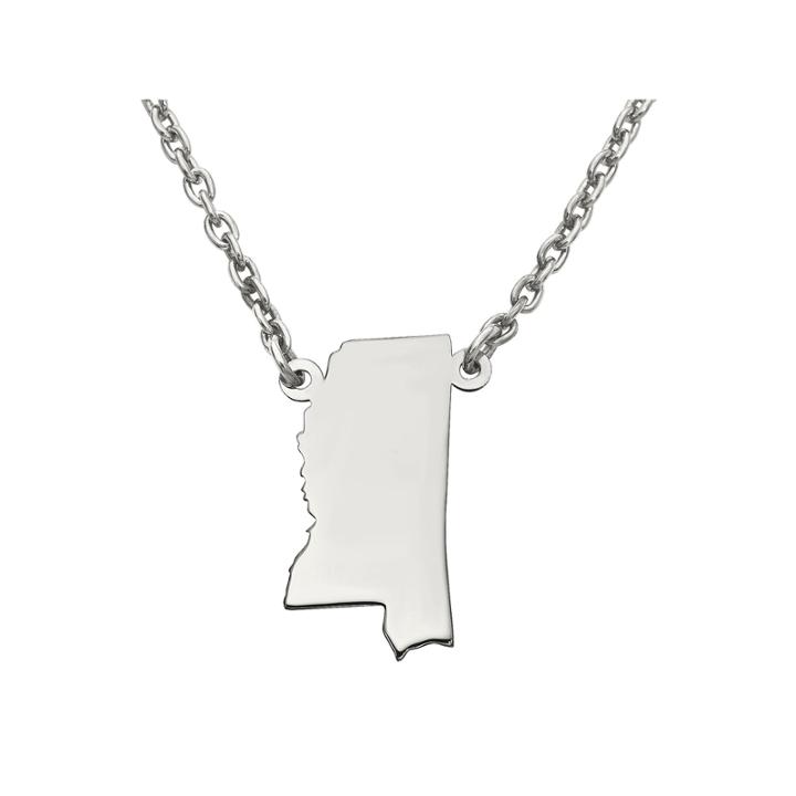 Personalized Sterling Silver Mississippi Pendant Necklace