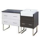 60.75-in. W Floor Mount White-dawn Grey Vanity Setfor 3h8-in. Drilling Black Galaxy Top