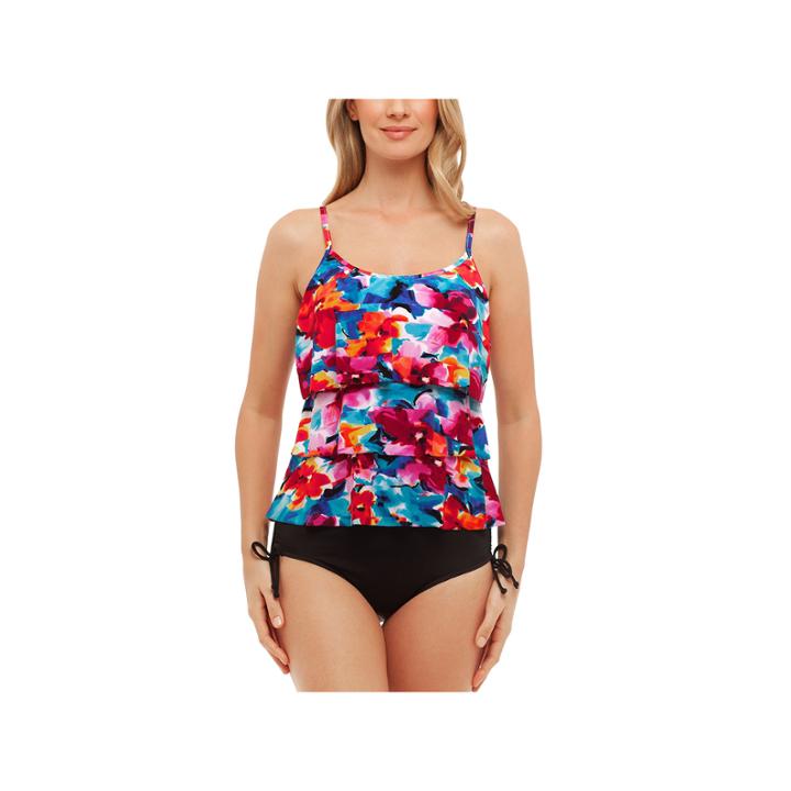 St. John's Bay Pretty Pleats Floral Triple Tier Tankini
