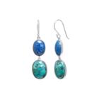 Enhanced Turquoise And Dyed Lapis Sterling Silver Oval Double-drop Earrings