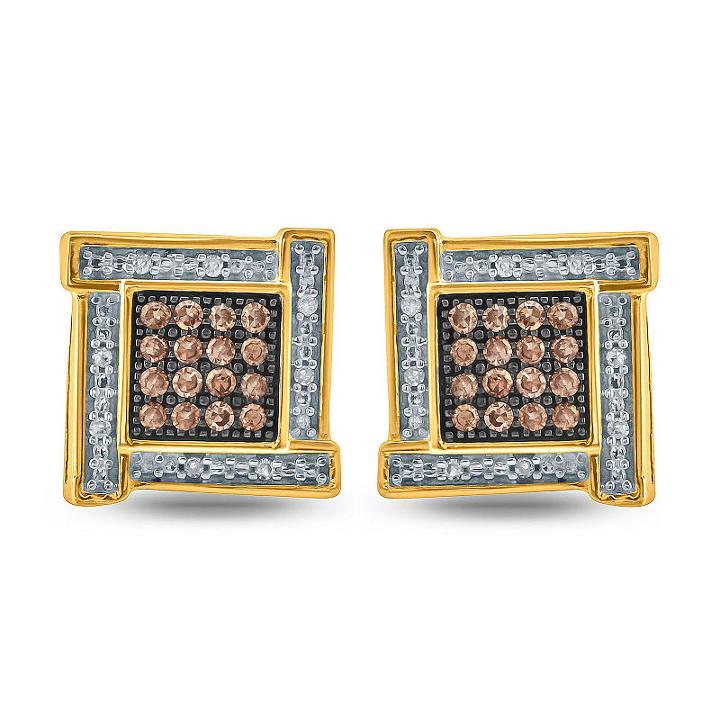 1/5 Ct. T.w. Multi Color Diamond 10k Gold 9.3mm Stud Earrings