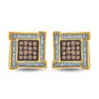 1/5 Ct. T.w. Multi Color Diamond 10k Gold 9.3mm Stud Earrings