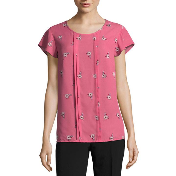 Liz Claiborne Pleat Front Flutter Sleeve Blouse - Tall