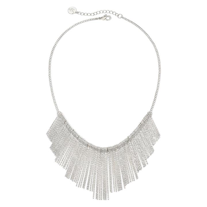 Liz Claiborne Silver-tone Textured Fringe Statement Necklace