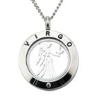 Virgo Zodiac Cubic Zirconia Stainless Steel Locket Pendant Necklace