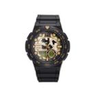 Casio Mens Black And Gold Analog/digital Dive Strap Watch Aeq100w-1av