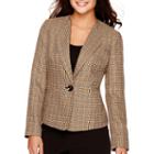 Black Label By Evan-picone One-button Tweed Jacket