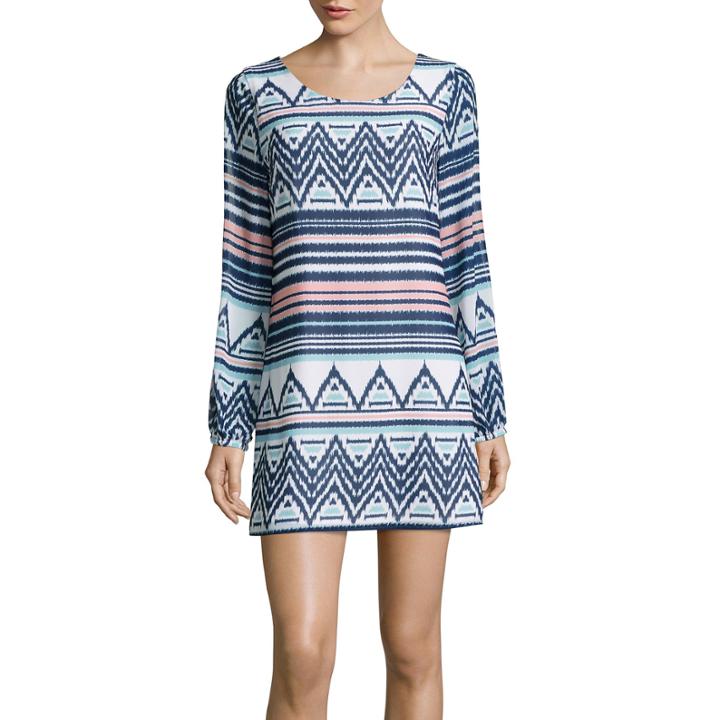 Rewind Long-sleeve Chevron A-line Dress