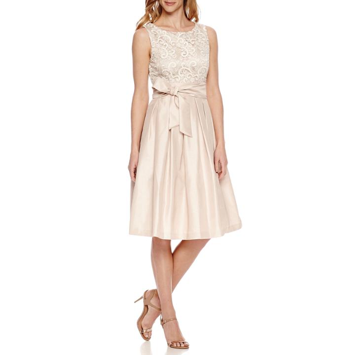 Jessica Howard Sleeveless Scroll Fit & Flare Dress