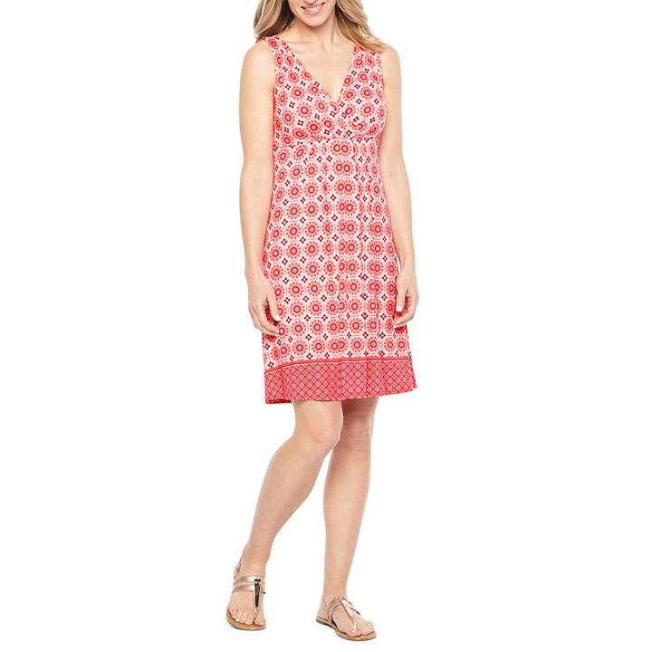 St. John's Bay Sleeveless Bordered A-line Dress
