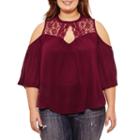 Arizona Long Sleeve Cold Shoulder Sleeve Peasant Top