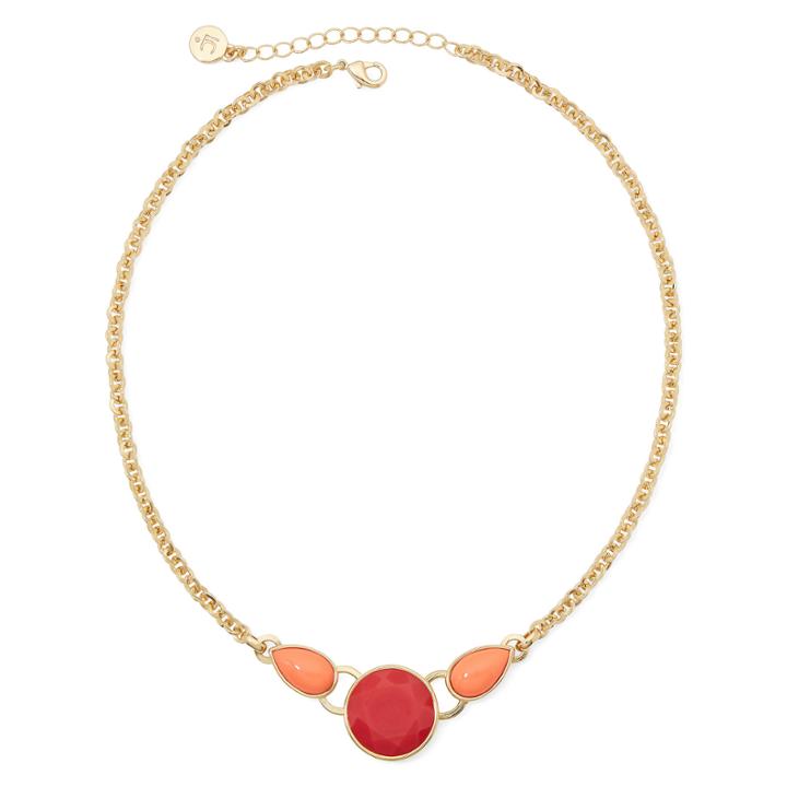 Liz Claiborne Orange And Gold-tone Frontal Collar Necklace